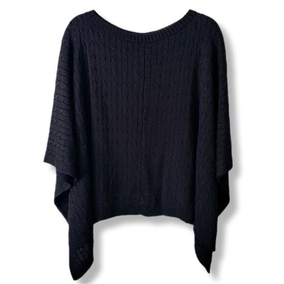 Ralph Lauren Black Label Cable Knit Poncho Sweater S Preppy Luxury Minimal NEW - Picture 9 of 10